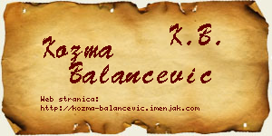 Kozma Balančević vizit kartica